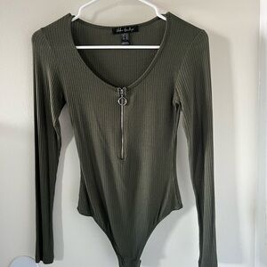Olive Green Long Sleeve Bodysuit